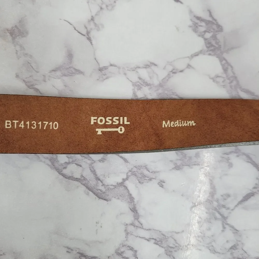 Fossil Metallic Belt with Rhinestone Embellished Buckle Antiqued Brass